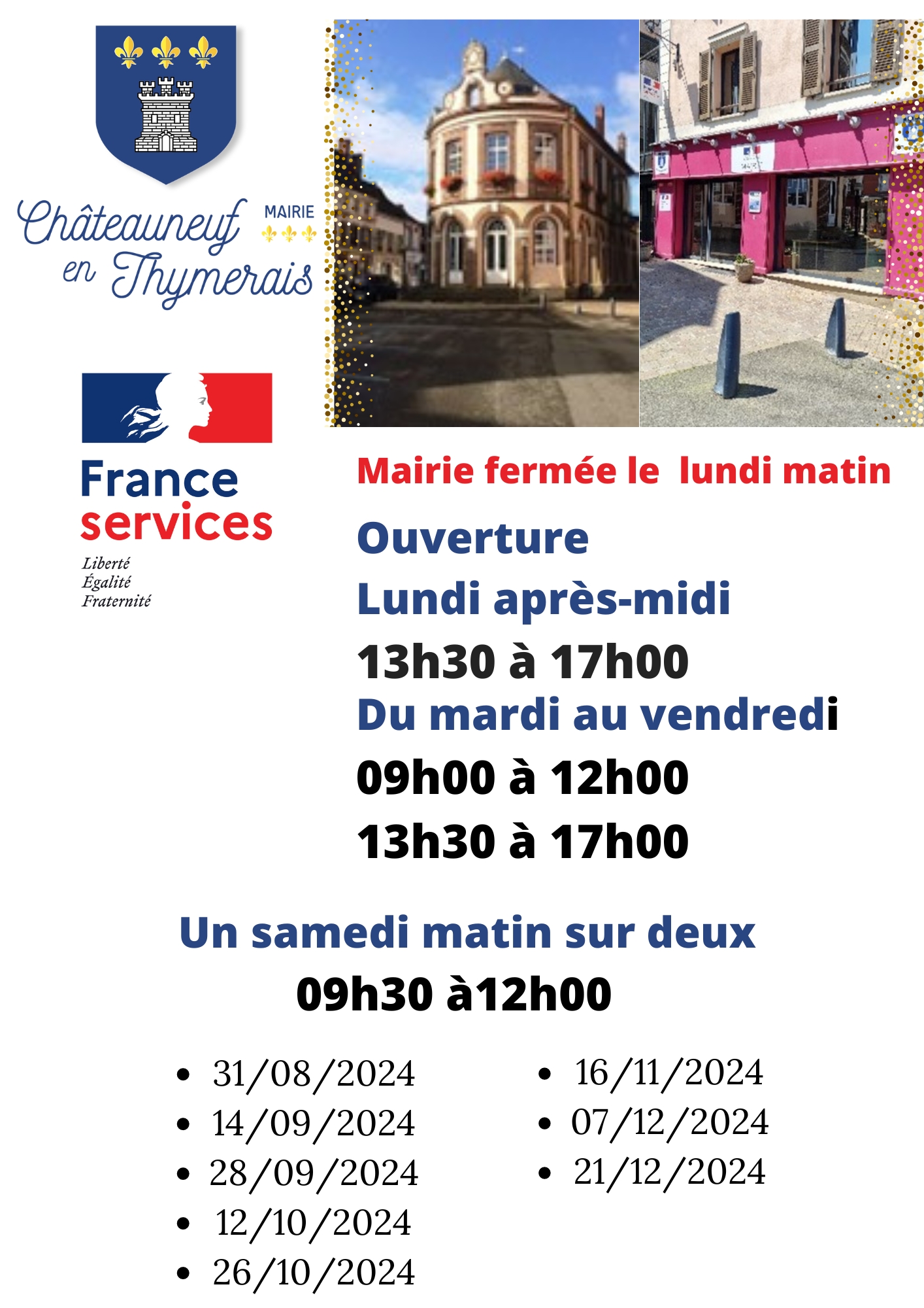 Horaires de la mairie de Châteauneuf en Thymerais