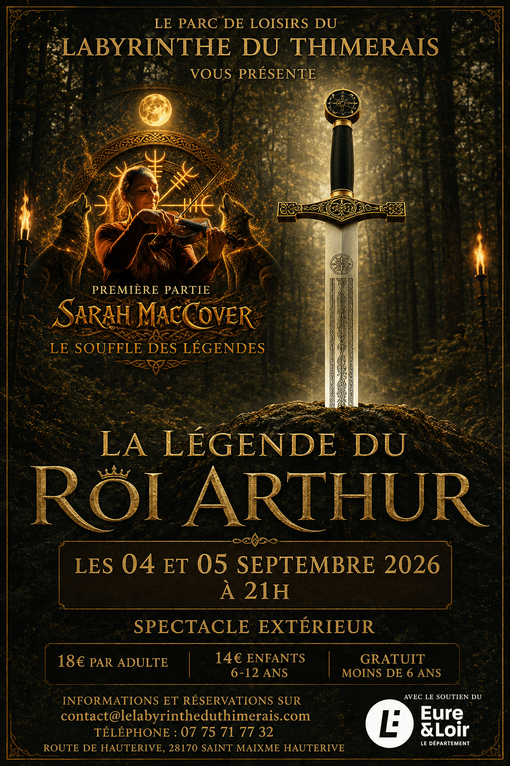Affiche Spectacle Roi Arthur 4 et 5 septembre 2026